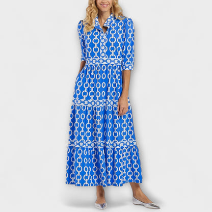 Sophia  Midi Dress with Chain Pattern