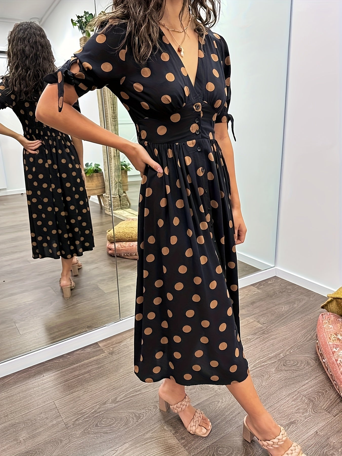 Nipa | Polka Dot V-Neck Dress