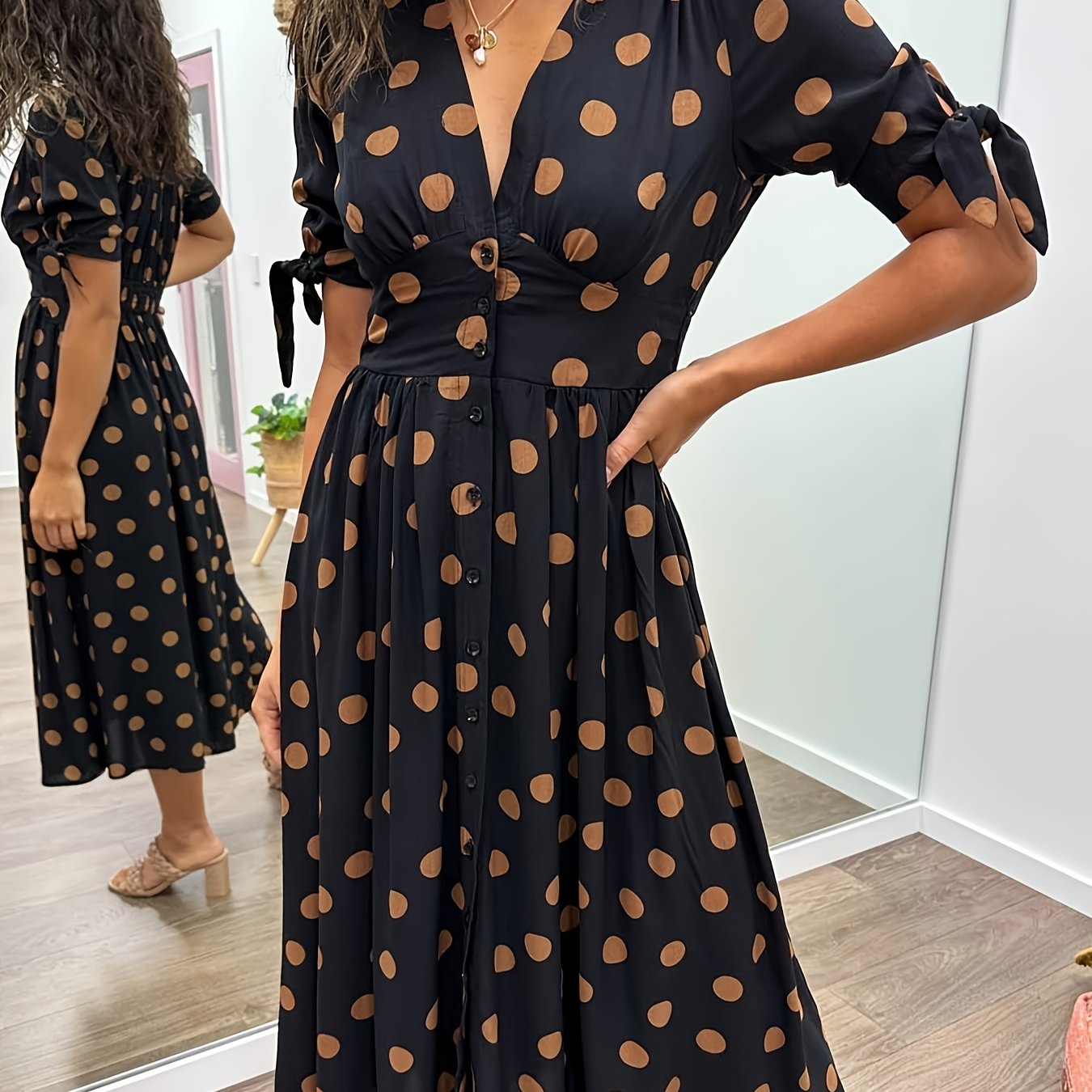 Nipa | Polka Dot V-Neck Dress
