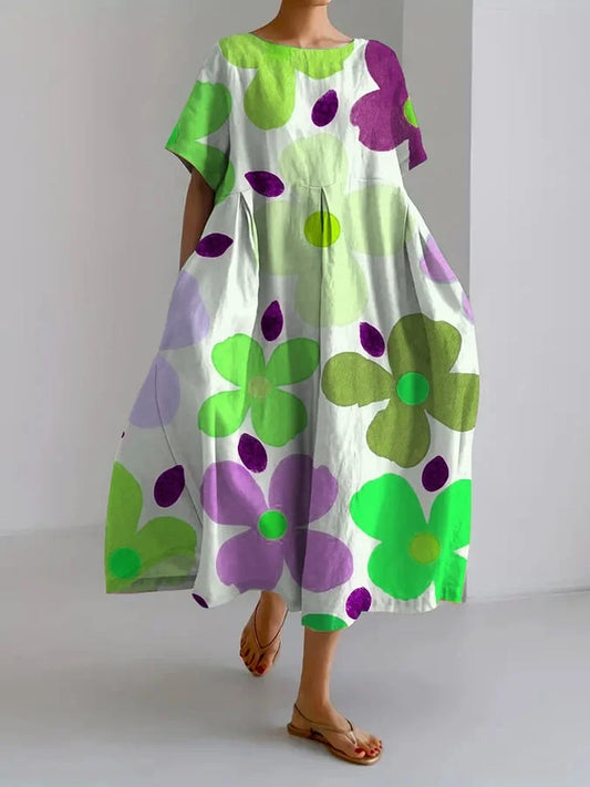 Eliana | Floral Midi Dress with Carefree Style