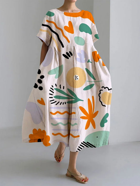 Solene | Colourful Long Dress with Artistic Print