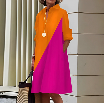 Carole - Women's midi dress with a flowing cut and effortless comfort
