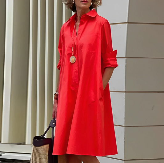 Carole - Women's midi dress with a flowing cut and effortless comfort